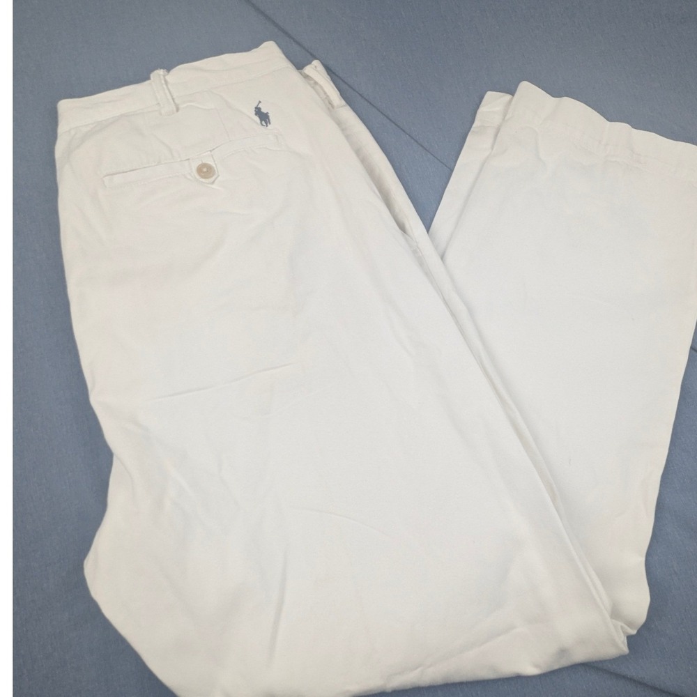 Polo Ralph Lauren Mens White Classic Cotton Twill Chino Pants 38x32 Straight Leg